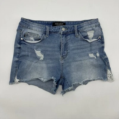 Pantalones cortos de mezclilla Judy Blue para mujer talla 30 lavado claro desgastado encaje Foto 1 de 4
