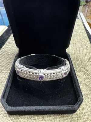 Brazalete con bisagras Judith Ripka de plata de ley amatista Foto 1 de 4