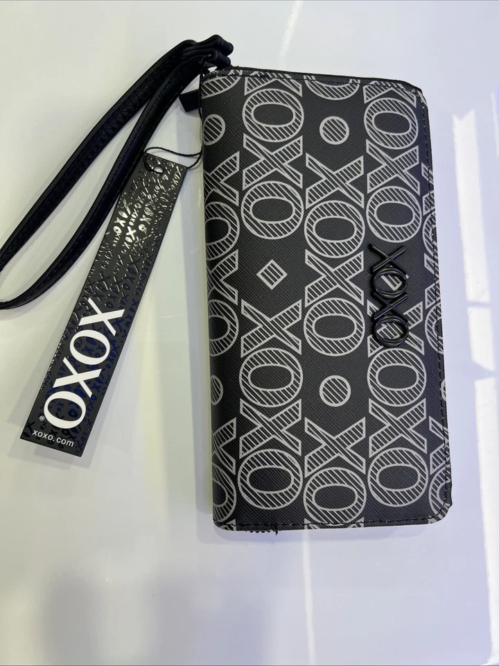 XOXO Mujer Muñequera Cremallera Alrededor Logo Cartera Negro Imitación Cuero ORIGINAL Foto 1 de 2