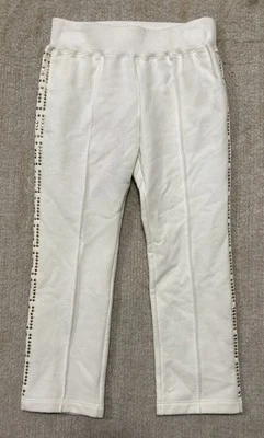 Pantalones deportivos blancos con tachuelas Versace para niñas jóvenes, tachuelas con logotipo, Italia, nuevos con etiqueta Foto 1 de 4