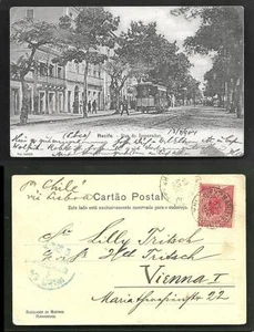 Recife Rua do Imperador Tram People Pernambuco Brazil stamp ca 1899 - Picture 1 of 3