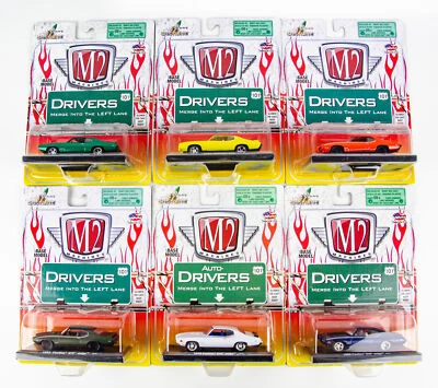 M2 Machines 1/64 Auto Drivers Lot of 6 1969 Pontiac GTO Judge Orange Green White - Image 1 of 4