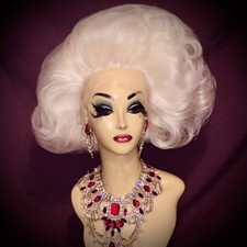 STUNNING HAND STYLED WHITE BLONDE LACE FRONT DRAG QUEEN WIG