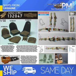 HGW 132047 1/32 Textile seatbelts for Junkers Ju 88A-1 + Seats + Decal (Revell) - Picture 1 of 3