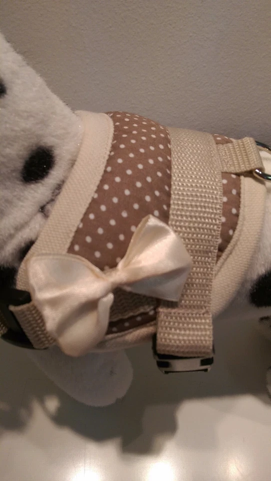 Softgeschirr  Brustgeschirr Hundegeschirr  Halsband XS-M Welpen braun getupft - Bild 1 von 1