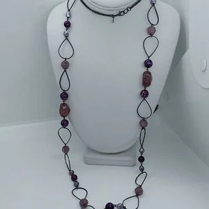 Premier Designs Long purple and black necklace - Picture 1 of 3