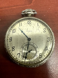 Antique Elgin Pocket Watch 17J Mechanical Movement Running With Design On Back - Picture 1 of 8