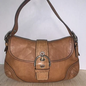 Bolso de Hombro COACH Vintage Soho Top Solapa Tostado/Marrón Cuero Envejecido Y2K F10192 - Imagen 1 de 22