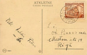 LETTONIA: Cartolina auguri di Capodanno 1939 da DIKLI; Piccola città - Foto 1 di 2