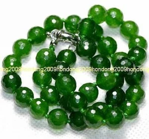 Natural 10mm Faceted Emerald Round Necklace 18"## 02 - Picture 1 of 5