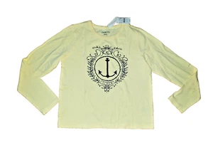 NWT J Crew Crewcuts Girls Yellow sequined anchor tee shirt Top Size 10-11 - Picture 1 of 1