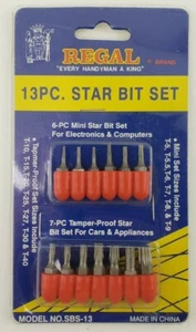 New Genuine Regal 13pc Star Bit Set SBS-13 - Picture 1 of 4