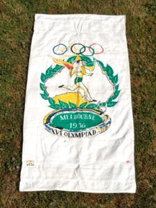 orig./Rare 1956 Melbourne Olympics **BATH TOWEL** Awesome Graphics & Color - Picture 1 of 6