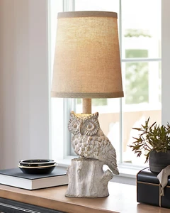 Owl Shape Bedside Lamp for Bedroom Living Room Nightstand Small Resin LED Lamps - Picture 1 of 7