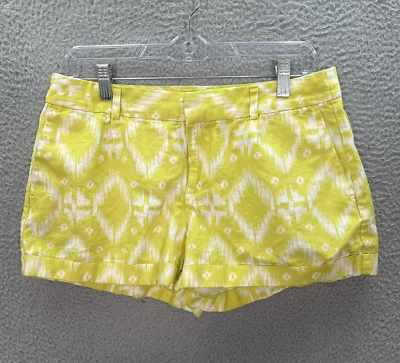 Banana Republic Shorts Womens 10 Yellow White Linen Blend Ryan Fit Coastal Beach - Image 1 of 4