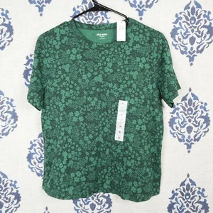 Old Navy Irish Green Floral Clove Everyday Wear Short Sleeve Shirt NEW Medium - Picture 1 of 5