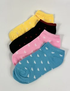 Girls Ankle Hearts Socks Low Cut 4 Pairs Sock Size 6-8 BRAND NEW - Picture 1 of 1