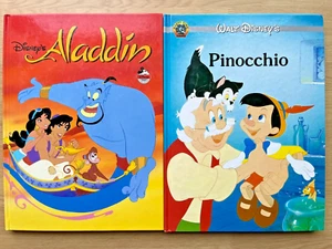 2x Vintage Walt Disney Aladdin & Pinocchio Storybook Hardcover Books - Picture 1 of 12