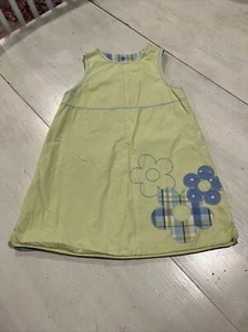 Vtg sleeveless Reversible Dress-1 Side Plaid-other Embroidered Flowers 4T - Picture 1 of 12