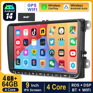 DAB+ Android 14 9' Autoradio Carplay GPS Navi Für VW GOLF 5 6 Touran Polo EOS BT - Bild 1 von 15