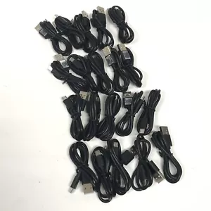 20 Count USB-A to USB-Micro B 2.0 2FT Charge Cable Only Black New - Picture 1 of 4