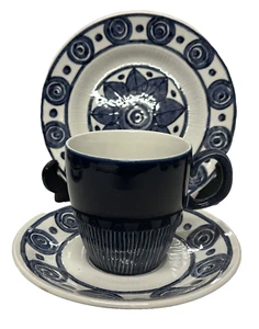 Juego de café Strata Caprice 6 tazas platillos y platos azul ancla británica Inglaterra - Imagen 1 de 15