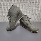 TOMS Women's Green Fabric Boots Wedge Heels Ankle Bootie Lace Up Size 11W