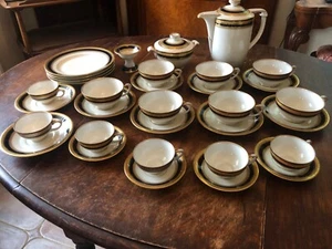Art Deco Pirkenhammer Gold Embossed Coffee Set. Absolutely Stunning. - Picture 1 of 13