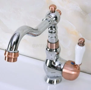 Chrome Red Bathroom Faucet Sink Vessel Mixer Single Handle Swivel Basin Taps - Picture 1 of 10