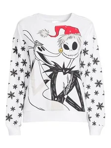 Nightmare Before Christmas Light-up Juniors' Fleece Sweatshirt, White - Picture 1 of 6