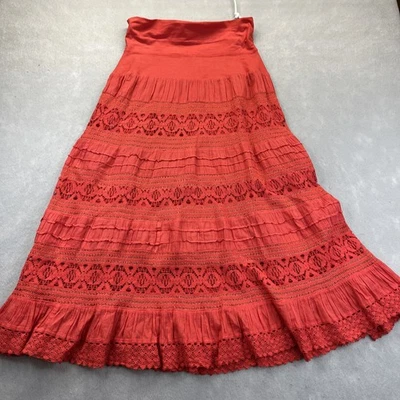 Cute Options Skirt S Maxi India Cotton Tiered Crochet Fairy Grunge Hippie - Image 1 of 4