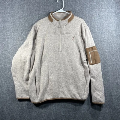 Browning 1/4 Cremallera Para Hombres XL Sudadera Marrón Manga Larga Simulado Cuello Bolsillo Suéter Foto 1 de 4