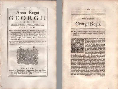  Road from St Giles Pound to Kilbourn Bridge City of London 1720 George I Act - Image 1 of 3
