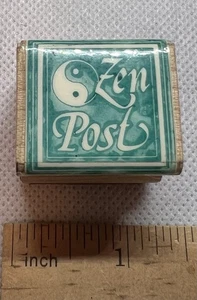 YIN YANG ZEN POST Wood Mounted Rubber Stamp ENVELOPE MAIL ART Asian Buddhist - Picture 1 of 2