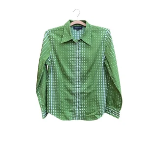 Camisa Jones New York Signature para mujer mediana verde algodón lunares abotonada - Imagen 1 de 10