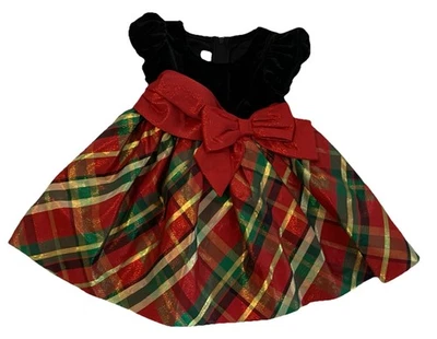 Bonnie Baby Chirstmas short sleeve dress size 12 months Lined Bubble Sleeve - Image 1 of 4