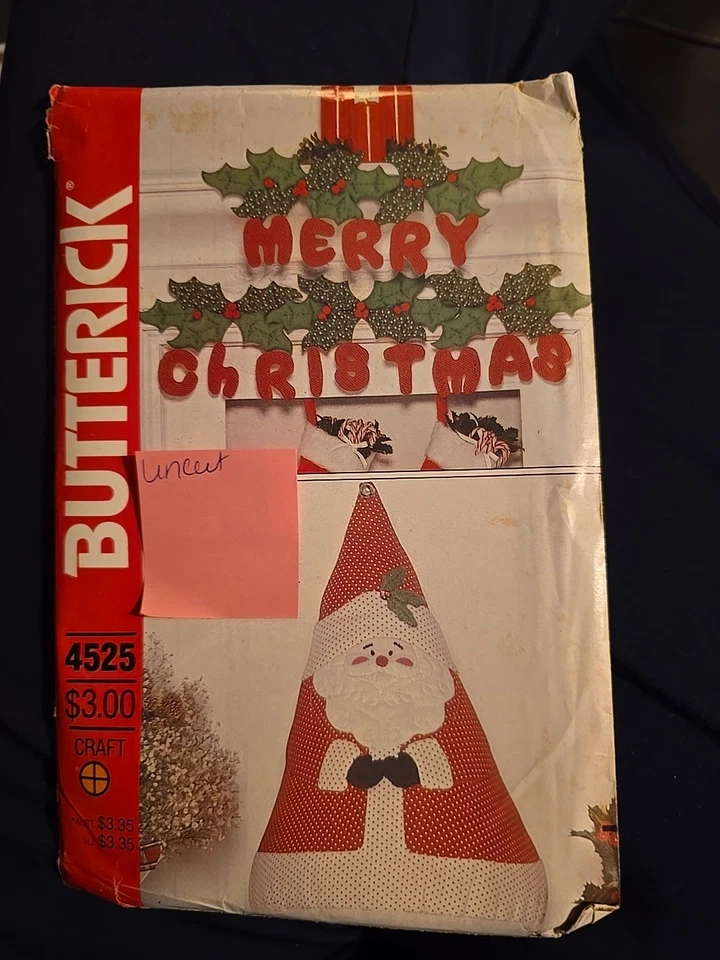 Vintage Butterick Pattern #4525-Christmas Package Santa, Merry Christmas Letters - Image 1 of 2