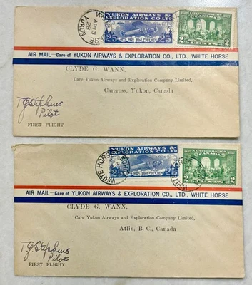1928 CANADA-AIR POST YUKON AIRWAYS 1-Й ПОЛЕТ ОБЛОЖКА - ПОДПИСАННЫЙ ПИЛОТ #CL42-2801 - Изображение 1 из 2