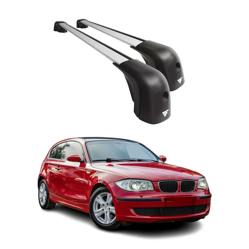 Barras transversales de techo para BMW Serie 1 E81 E82 E87 2005-2011 aluminio 220 lb plateado Foto 1 de 4
