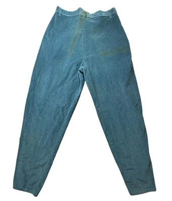Vintage Cherokee Pants Womens 16 Teal Blue Green Corduroy Pleated Tapered 90s - Image 1 of 4