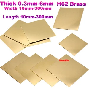 H62 Brass Sheets Metal Plates DIY Model Contruction Pads Mould Thick 0.3mm-6mm - Picture 1 of 16