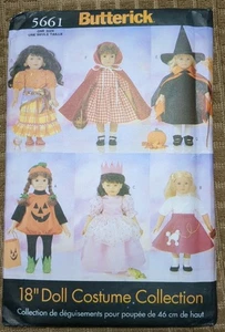 Butterick 5661 18" Doll Halloween Costume Witch Pumpkin Sewing Pattern UNCUT - Picture 1 of 4