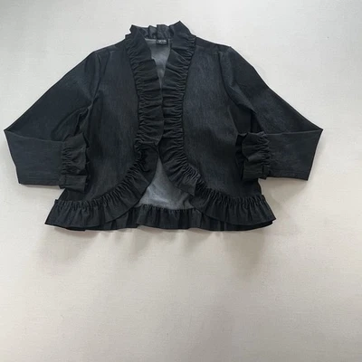 Nicole By Nicole Miller Black denim ruffled jacket/cardigan size 12 - Image 1 of 4
