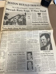 Boston Herald Traveler July 15 1967 Complete Newark Riots Suez Vietnam Kennedy - Picture 1 of 5