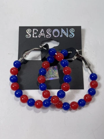 Kansas Jayhawks KU Basketball Hoop Beaded Earrings Seasons Jewelry Cover