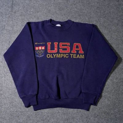 Vintage USA Olympic Team Sweatshirt Youth Medium Champion Blue Atlanta 90s 1996 - Image 1 of 4