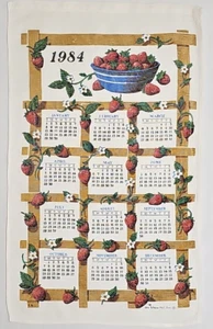 Vintage 1984 Kalender Küche Geschirr Geschirrtuch Old Stone Miller Inc. Erdbeeren - Bild 1 von 8
