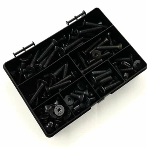 120 ASSORTED M8 HIGH TENSILE SELF COLOUR BLACK CSK COUNTERSUNK SOCKET CAPS KIT - Picture 1 of 1