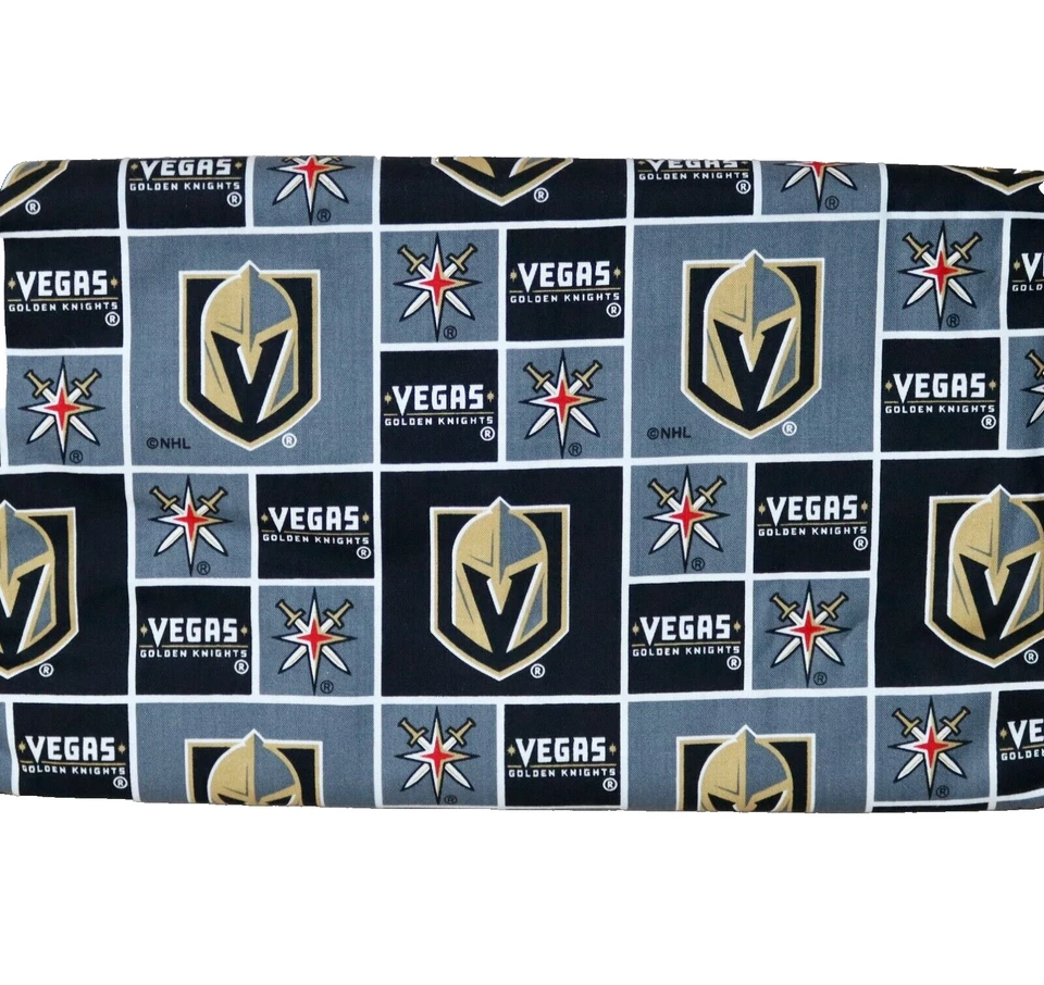 Vegas Golden Knights ~ Block Pattern NHL Cotton Fabric 1/4 Yard 9” X 44” New - Image 1 of 4