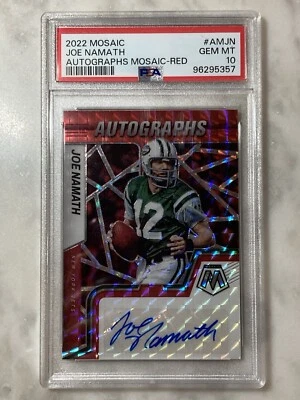 2022 Mosaic Joe Namath Autographs Mosaic - Red PSA 10 (Population of 3) - Image 1 of 4